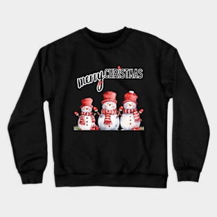 Cute Snowmen in Scarves and Hats with Mittens Crewneck Sweatshirt